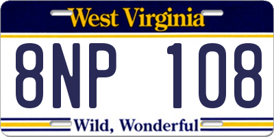 WV license plate 8NP108