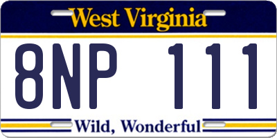 WV license plate 8NP111