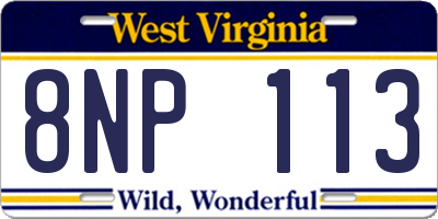 WV license plate 8NP113