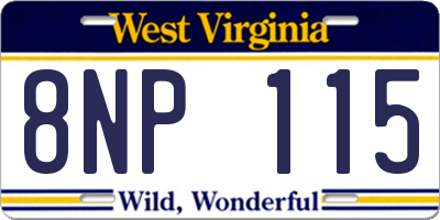 WV license plate 8NP115