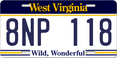 WV license plate 8NP118