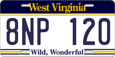 WV license plate 8NP120