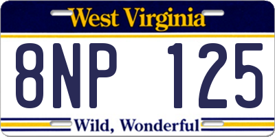 WV license plate 8NP125
