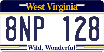 WV license plate 8NP128