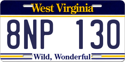 WV license plate 8NP130