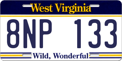 WV license plate 8NP133