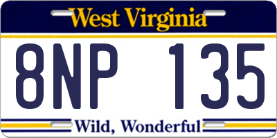WV license plate 8NP135