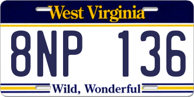 WV license plate 8NP136