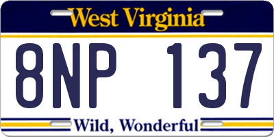 WV license plate 8NP137