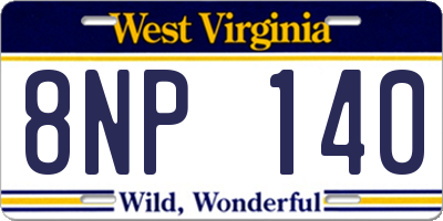 WV license plate 8NP140