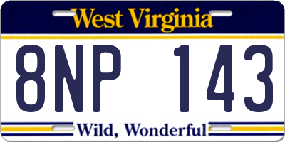 WV license plate 8NP143