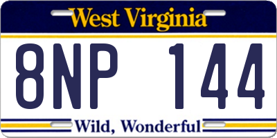 WV license plate 8NP144