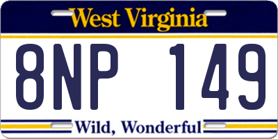 WV license plate 8NP149