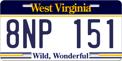 WV license plate 8NP151