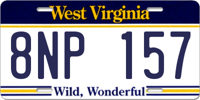 WV license plate 8NP157