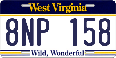 WV license plate 8NP158