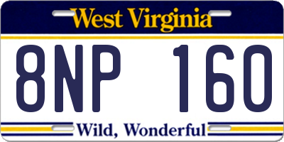 WV license plate 8NP160