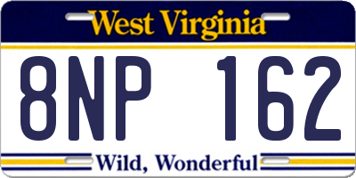 WV license plate 8NP162