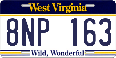WV license plate 8NP163