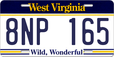 WV license plate 8NP165