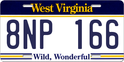 WV license plate 8NP166