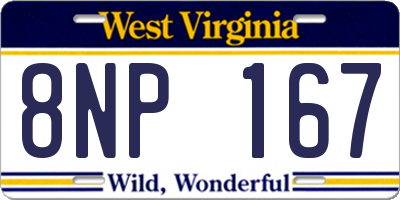 WV license plate 8NP167
