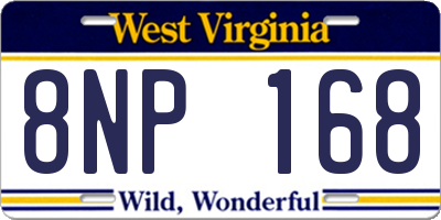 WV license plate 8NP168