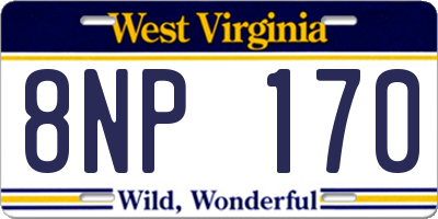 WV license plate 8NP170