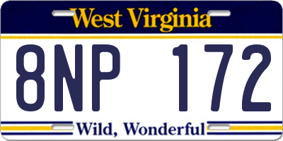 WV license plate 8NP172