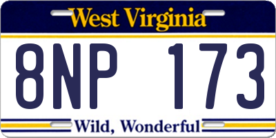 WV license plate 8NP173