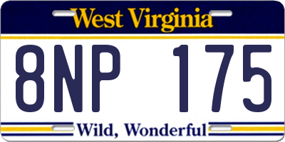 WV license plate 8NP175
