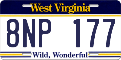 WV license plate 8NP177