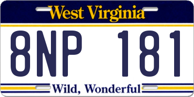 WV license plate 8NP181