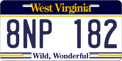 WV license plate 8NP182