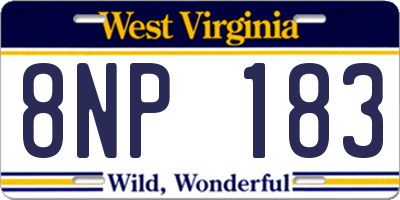 WV license plate 8NP183