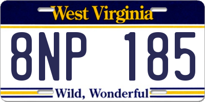 WV license plate 8NP185
