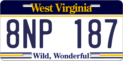 WV license plate 8NP187