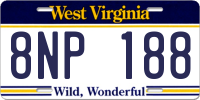 WV license plate 8NP188