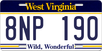 WV license plate 8NP190