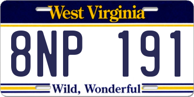 WV license plate 8NP191
