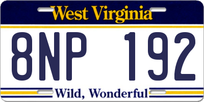 WV license plate 8NP192
