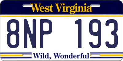 WV license plate 8NP193