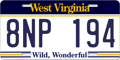 WV license plate 8NP194