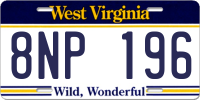 WV license plate 8NP196