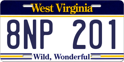 WV license plate 8NP201