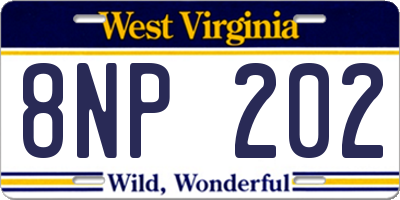 WV license plate 8NP202