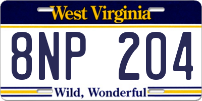 WV license plate 8NP204