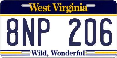 WV license plate 8NP206