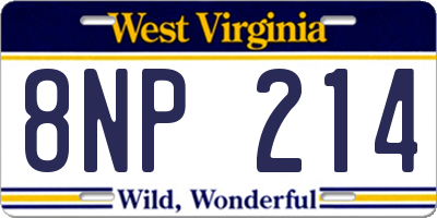 WV license plate 8NP214