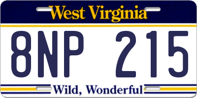 WV license plate 8NP215